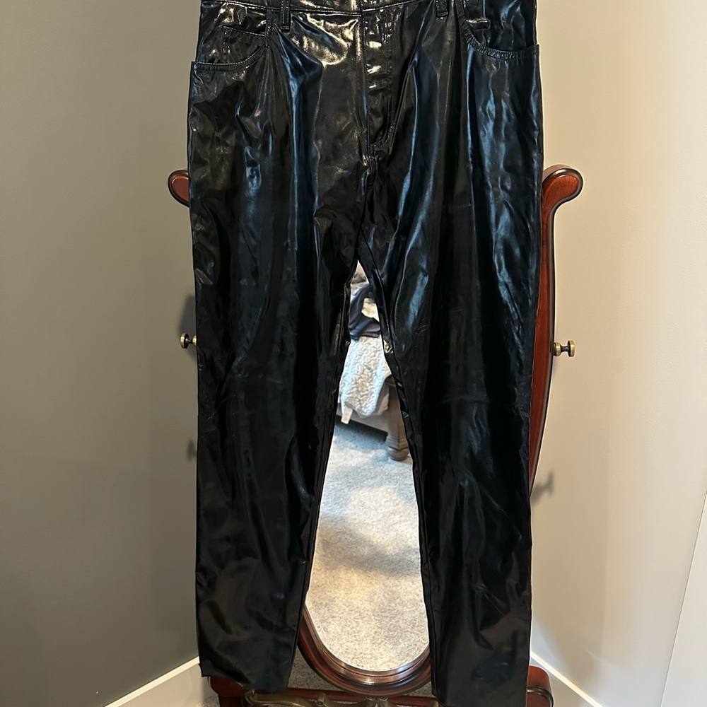 Pleather shiny mens pants